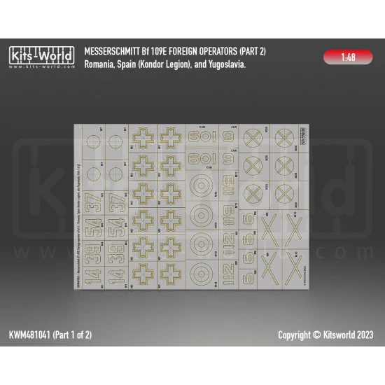 Kits World Kwm48-1041 1/48 Mask For Bf 109e Foreign Operators Part 2