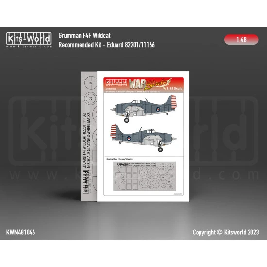 Kits World Kwm48-1046 1/48 Mask For Grunman F4f Wildcat Canopy/Wheel Eduard 82201/11166