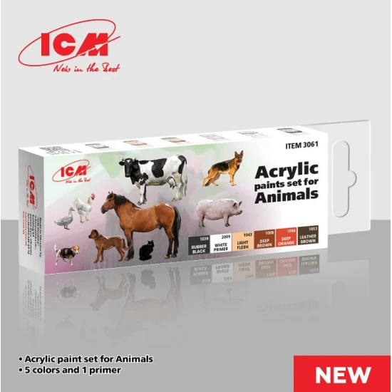 Icm 3061 Acrylic Paints Set For Animals 6 Pcs In Kit Icm 3061 Acrylic Paints Set For Animals 6 Pcs In Kit