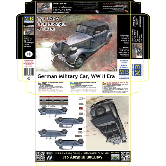 Master Box 35100 1/35 German Military Car Type 170v Tourenwagen 4turen 1937.1940