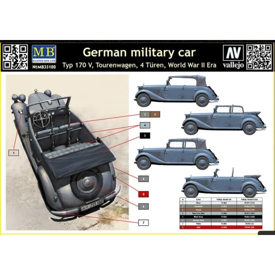 Master Box 35100 1/35 German Military Car Type 170v Tourenwagen 4turen 1937.1940
