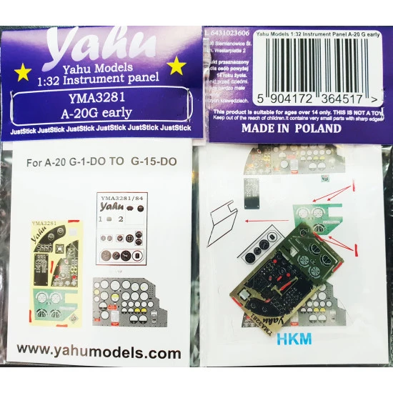 Yahu Model Yma3281 1/32 Instrument Panel A-20g Early Hkm Photo-etched