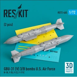 Reskit Rs72-0465 1/72 Gbu31 V 3b Bombs U.s. Air Force 2 Pcs B1b F35 F22 F111c 3d Printed