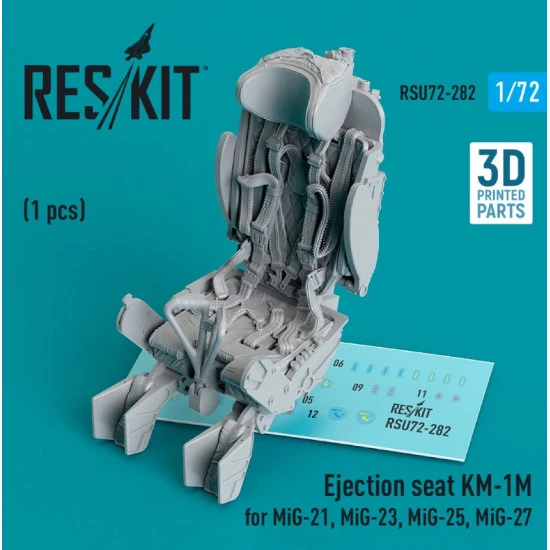 Reskit Rsu72-0282 1/72 Ejection Seat Km1m For Mig21 Mig23 Mig25 Mig27 1pcs 3d Printed