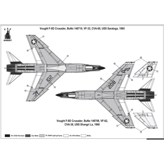 Cat4-d48007 1/48 Vought F8d Crusader Decal For Aircraft