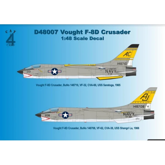 Cat4-d48007 1/48 Vought F8d Crusader Decal For Aircraft