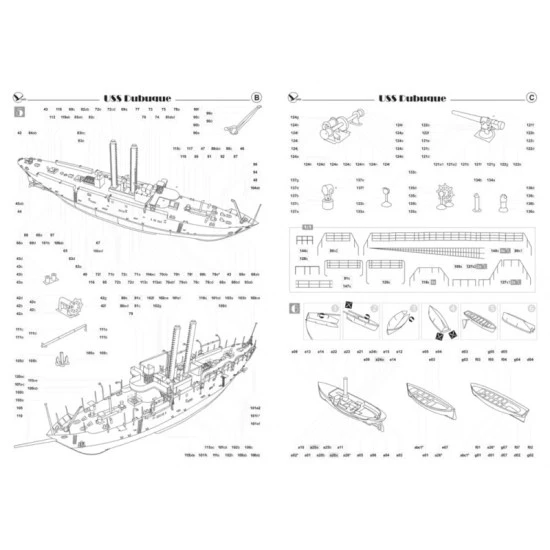 Orel 344 1/200 Gunboat Pg-17 Dubuque Usa, 1905 Paper Model Kit