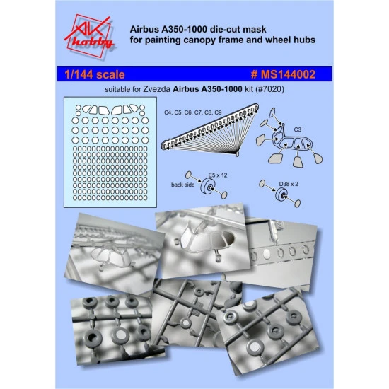 Dan Models Ms144002 1/144 Painting Mask For Aiplane Airbus A350 1000 Zvezda 7020