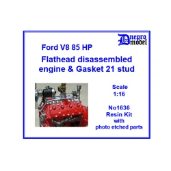 Dnepro Model 1636 1/16 Ford V8 85 Hp Flathead Disassembled Engine Gasket 21 Stud