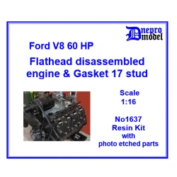 Dnepro Model 1637 1/16 Ford V8 60 Hp Flathead Disassembled Engine Gasket 17 Stud