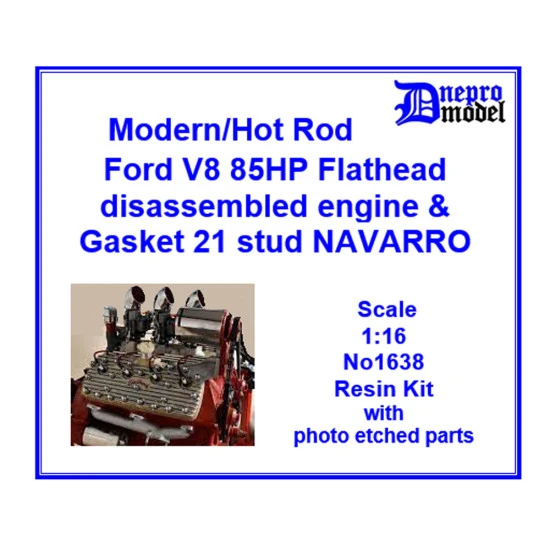 Dnepro Model 1638 1/16 Modern Hot Rod Ford V8 85hp Flathead Disassembled Engine Gasket 21 Stud Navarro Dnepro Model 1638 1/16 Modern Hot Rod Ford V8 85hp Flathead Disassembled Engine Gasket 21 Stud Navarro
