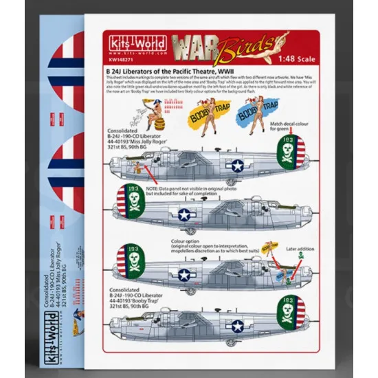 Kits World Kw148271 1/48 Decal For B 24j Liberator Miss Jolly Roger.booby Trap Kits World Kw148271 1/48 Decal For B 24j Liberator Miss Jolly Roger.booby Trap