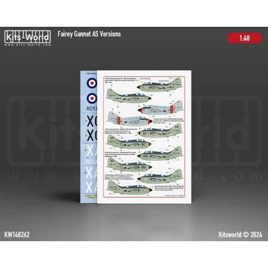 Kits World Kw148262 1/48 Decal For Fairey Gannet As Versions