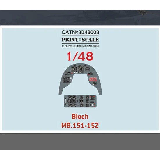 Print Scale 3d48008 1/48 Instrumental Panel Bloch Mb.151.152