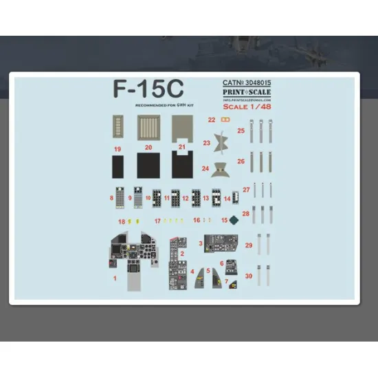 Print Scale 3d48-015 1/48 Instrumental Panel And Cocpit F 15c