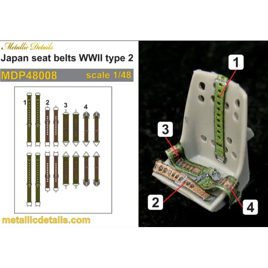 Metallic Details Mdp48008 1/48 Japan Seat Belts Wwii Type2 Aircraft Kit