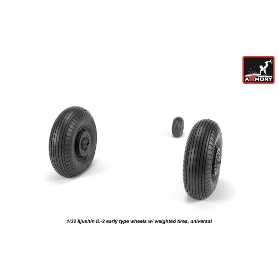 Armory Aw32015 1/32 Iljushin Il-2 Bark Early Type Wheels W/ Weighted Tyres