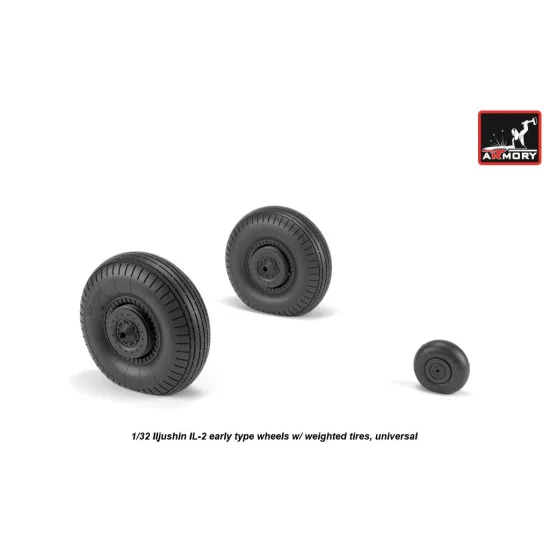 Armory Aw32015 1/32 Iljushin Il-2 Bark Early Type Wheels W/ Weighted Tyres