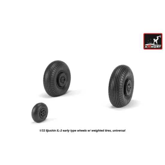 Armory Aw32015 1/32 Iljushin Il-2 Bark Early Type Wheels W/ Weighted Tyres