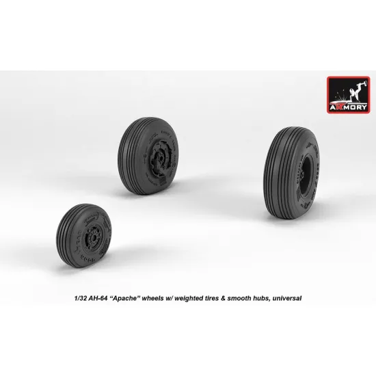 Armory Aw32311 1/32 Ah-64 Apache Wheels W/ Weighted Tires, Smooth Hubs