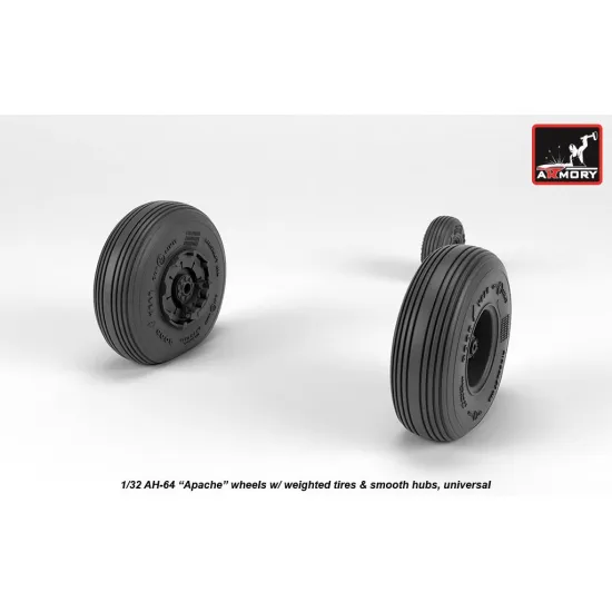 Armory Aw32311 1/32 Ah-64 Apache Wheels W/ Weighted Tires, Smooth Hubs