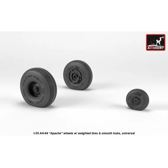 Armory Aw35304 1/35 Ah-64 Apache Wheels W/ Weighted Tires Smooth Hubs