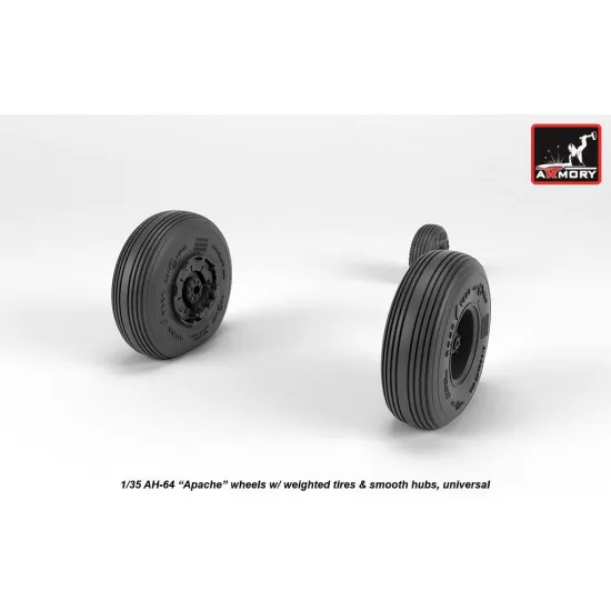 Armory Aw35304 1/35 Ah-64 Apache Wheels W/ Weighted Tires Smooth Hubs