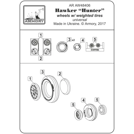 Armory Aw48406 1/48 Hawker Hunter Wheels W/ Weighted Tyres