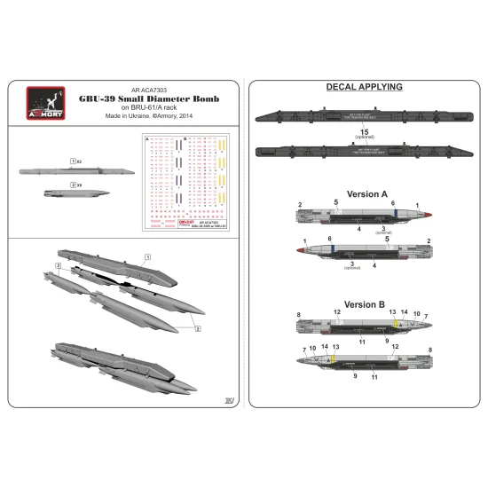 Armory Aca7303 1/72 Gbu-39 Sdb W/ Bru-61/A Carriage System