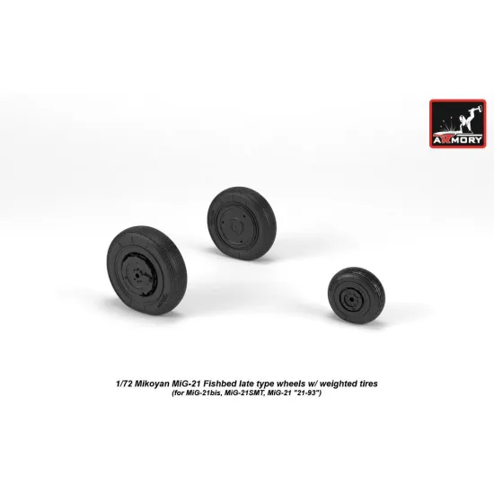 Armory Aw72050 1/72 Mikoyan Mig-21 Fishbed Wheels W/ Weighted Tires Late