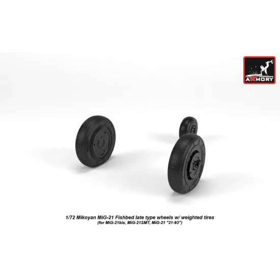 Armory Aw72050 1/72 Mikoyan Mig-21 Fishbed Wheels W/ Weighted Tires Late