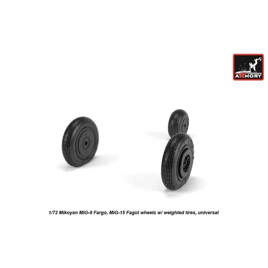 Armory Aw72053 1/72 Mikoyan Mig-9 Fargo / Mig-15 Fagot Early Wheels W/ Weighted Tires