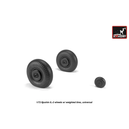 Armory Aw72055 1/72 Iljushin Il-2 Bark Early Type Wheels W/ Weighted Tires