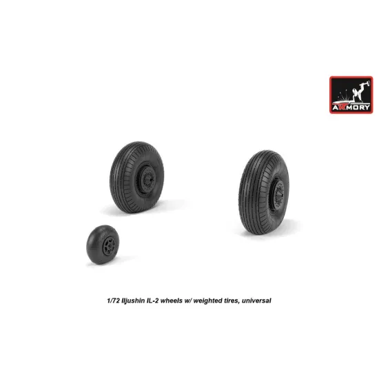 Armory Aw72055 1/72 Iljushin Il-2 Bark Early Type Wheels W/ Weighted Tires