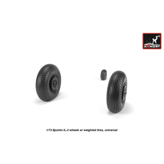 Armory Aw72056 1/72 Iljushin Il-2 Bark Late Type Wheels W/ Weighted Tires