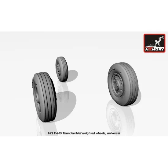 Armory Aw72313 1/72 F-105 Thunderchief Wheels W/ Weighted Tyres