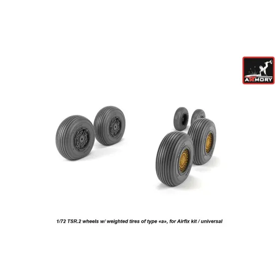 Armory Aw72414 1/72 Bac Tsr.2 Wheels W/ Weighted Tires, Type A Dl