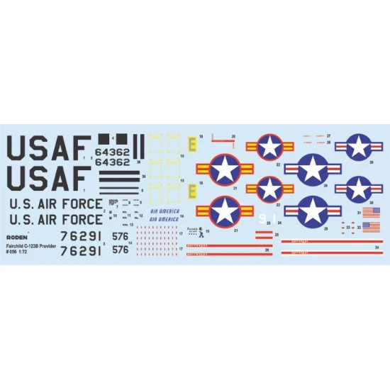 Plastic Model Aircraft Building Kit Fairchild C-123B Provider 1/72 Roden 056