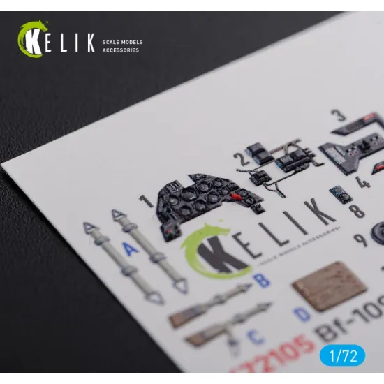 Kelik K72105 1/72 Bf109 G 6 Interior 3d Decals For Tamiya Kit Kelik K72105 1/72 Bf109 G 6 Interior 3d Decals For Tamiya Kit