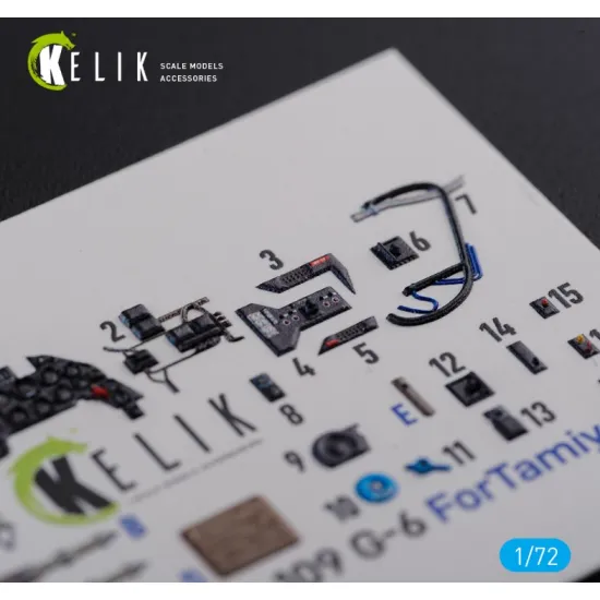 Kelik K72105 1/72 Bf109 G 6 Interior 3d Decals For Tamiya Kit Kelik K72105 1/72 Bf109 G 6 Interior 3d Decals For Tamiya Kit