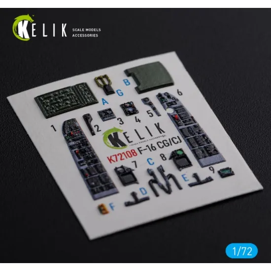 Kelik K72108 1/72 F 16 Cg Cj Interior 3d Decals For Academy Kit