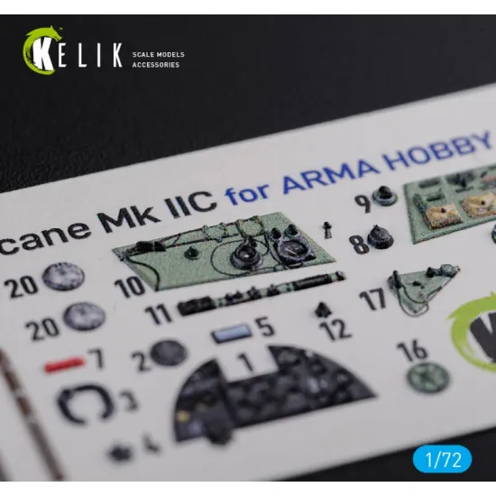 Kelik K72114 1/72 Hurricane Mk Iic Interior 3d Decals For Arma Hobby Kit