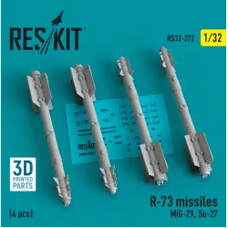 Reskit Rs32-0372 1/32 R73 Missiles 4 Pcs Mig29 Su27 3d Printed