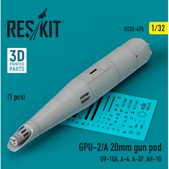 Reskit Rs32-0475 1/32 Gpu2 A 20mm Gun Pod 1pcs Ov10a A4 A37 Ah 1g 3d Printed