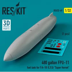 Reskit Rsu32-0069 1/32 480 Gallon Fpu11 Fuel Tank For Fa18 Efg Super Hornet 1pcs 3d Printed