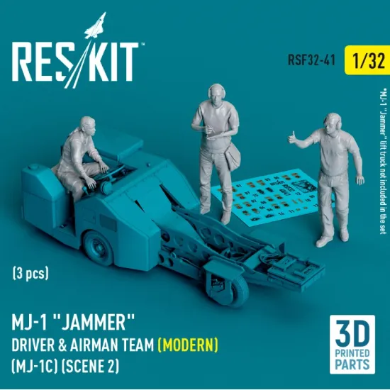 Reskit Rsf32-0041 1/32 Mj1 Jammer Driver Airman Team Modern Mj1c Scene 2 3 Pcs 3d Printed