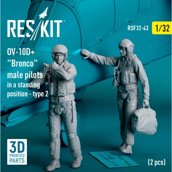 Reskit Rsf32-0043 1/32 Ov 10d Bronco Male Pilots In A Standing Position Type 2 2 Pcs 3d Printed