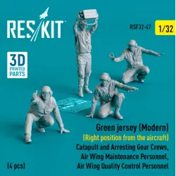 Reskit Rsf32-0047 1/32 Green Jersey Modern Right Position From The Aircraft Catapult And Arresting Gear Crews Air Wing Maintenance Personnel Air Wing Quality Control Personnel 4 Pcs 3d Printed