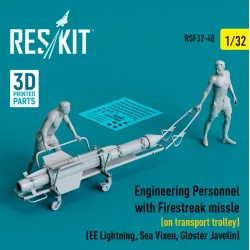 Reskit Rsf32-0048 1/32 Engineering Personnel With Firestreak Missile On Transport Trolley Ee Lightning Sea Vixen Gloster Javelin 3d Printed