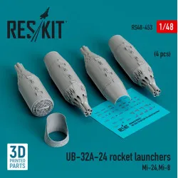 Reskit Rs48-0453 1/48 Ub 32a24 Rocket Launchers 4pcs Mi24 Mi8 3d Printed